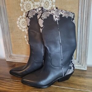 Marc Fisher Women's Hilaria Knee High Boot Snakeskin Cowboy Size 7M Festival New